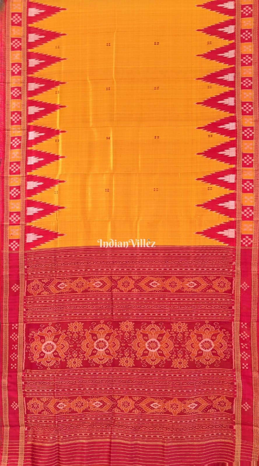 Yellow Red Single Border Pasapali Khandua Silk Saree
