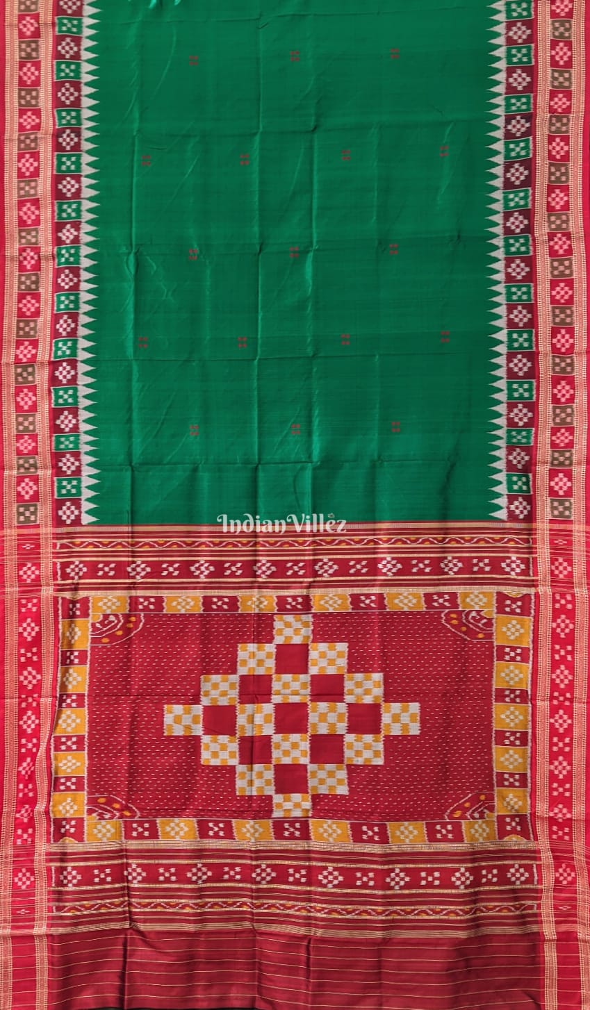 Green Double Border Pasapali Khandua Silk Saree