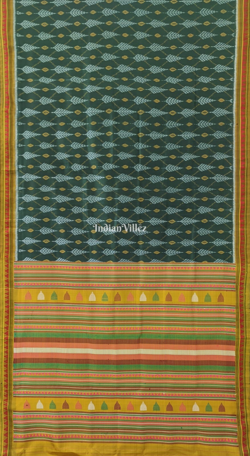 Army Green Yellow Contemporary Dongria Border Silk Saree