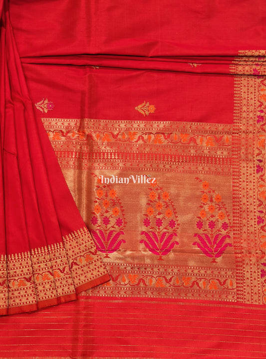 Orange Banarasi Pure Katan Silk Saree
