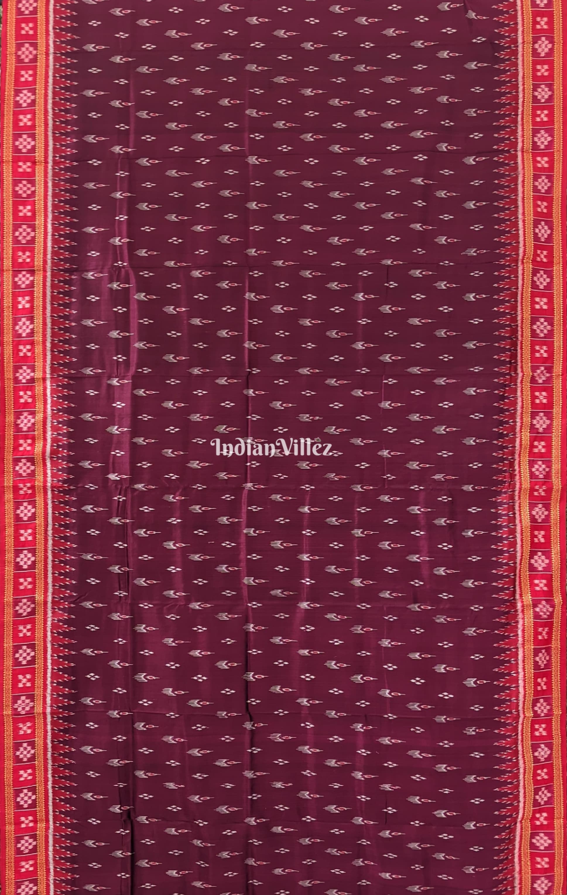 Wine Pasapali Border Khandua Silk Saree