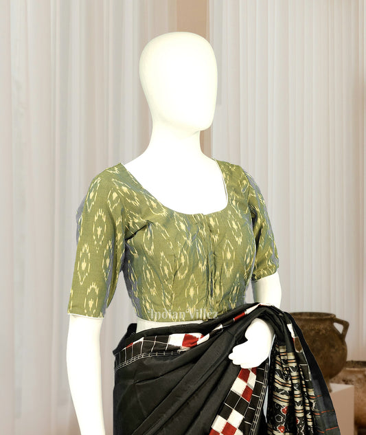 Green Pochampally Ikkat sico cotton blouse