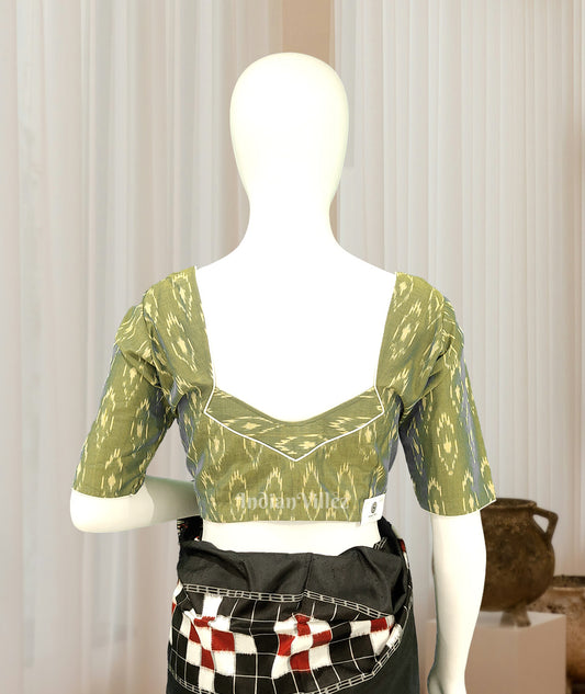 Green Pochampally Ikkat sico cotton blouse