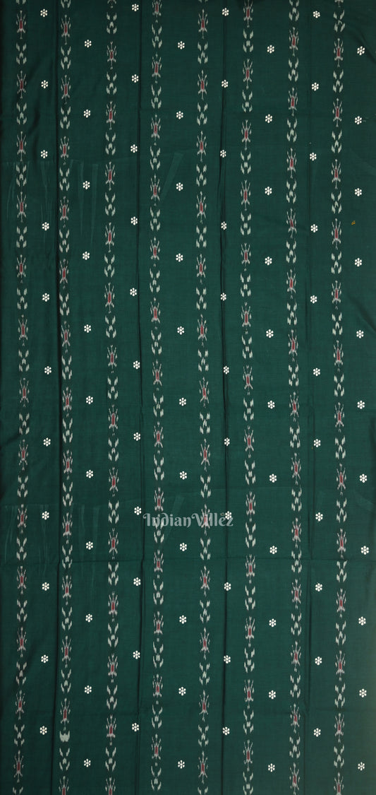 Green Pink Flower Buti Odisha Ikat Sambalpuri Dress Set & Dupatta