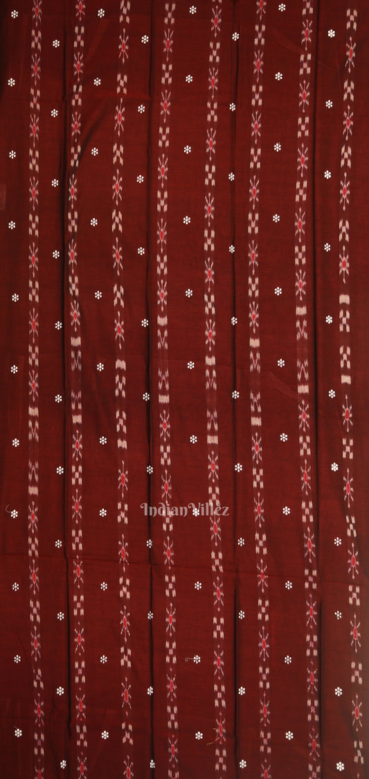 Maroon Green Flower Buti Odisha Ikat Sambalpuri Dress Set & Dupatta