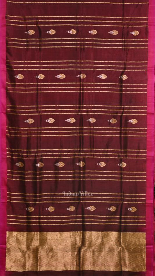 Coffee Rani Pink Banarasi Katan Silk Saree