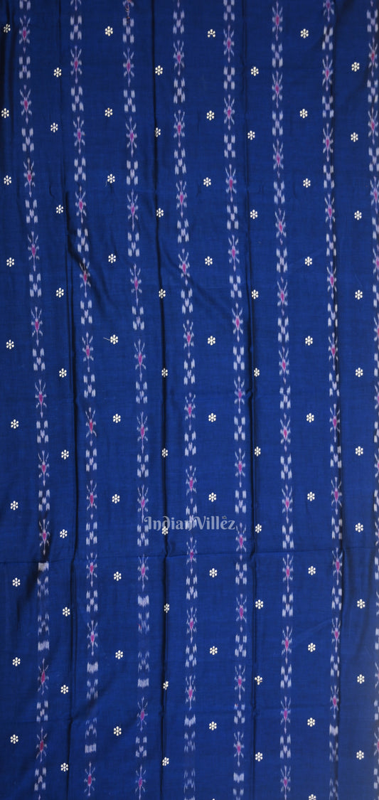 Blue Yellow Flower Buti Odisha Ikat Sambalpuri Dress Set & Dupatta