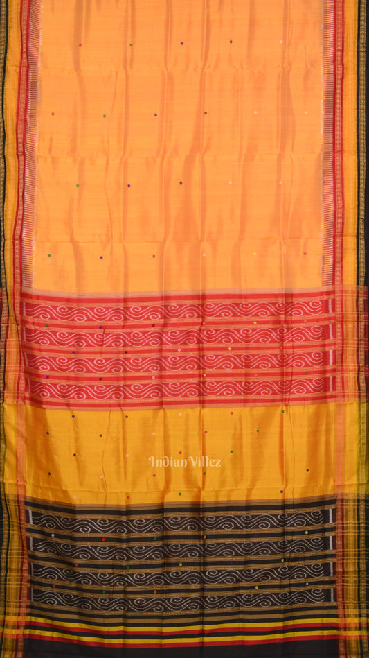 Yellow Red Kathiphera Odisha ikat Khandua Silk saree