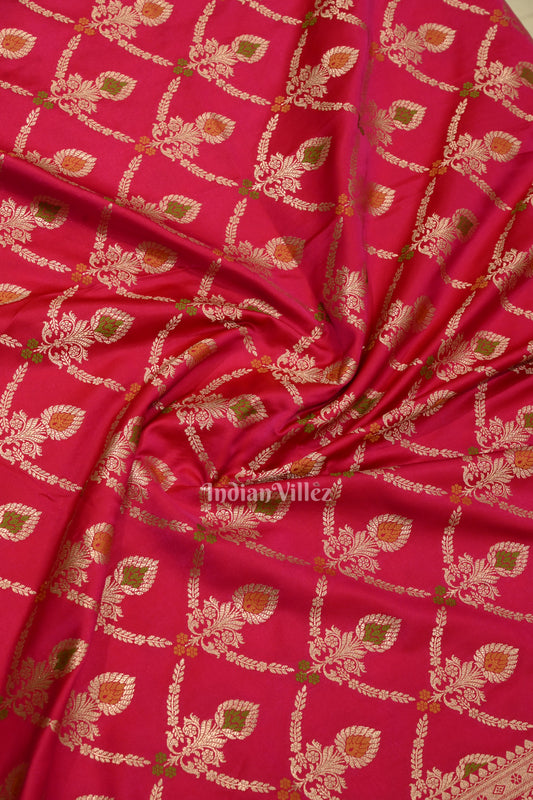 Rani Pink Meenakari Pure Mashru Satin Silk Banarasi Saree