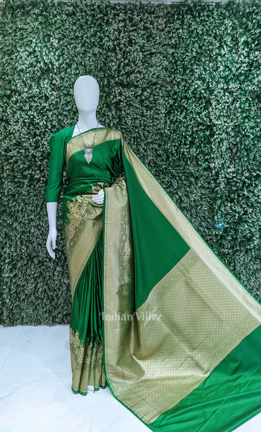 Green Handwoven Banarasi Katan Silk Saree with Kashi Ghat Weaves