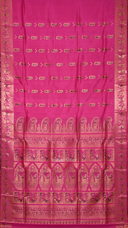 Rani Pink Handwoven Baluchari Silk Saree