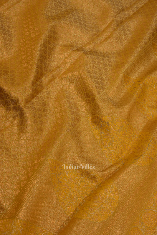 Mustard Yellow Pure Kanjivaram Tissue Silk Saree