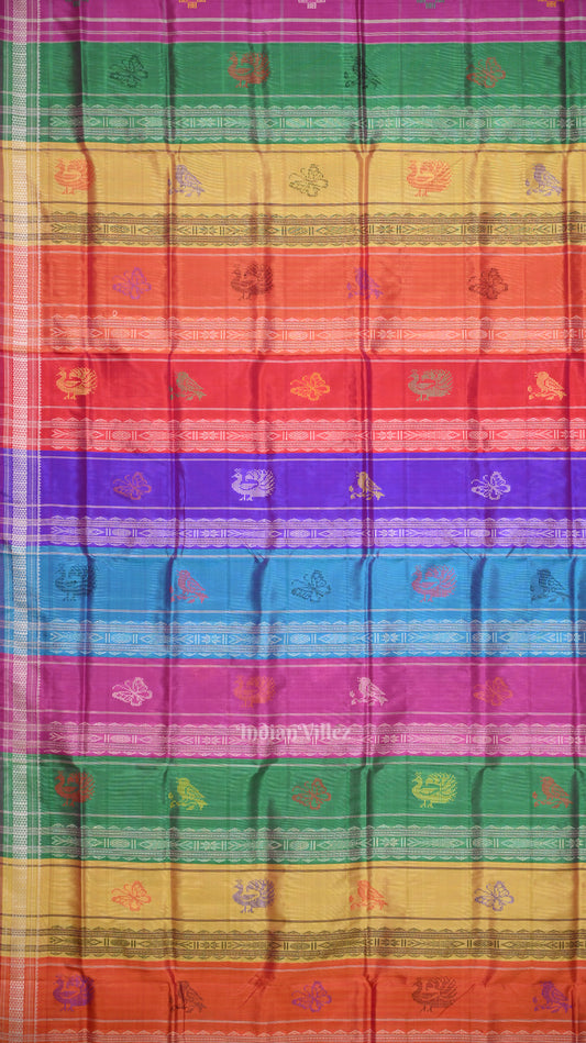 Rani Pink Body  Pasapali With Double Pallu Berhampuri Silk Saree