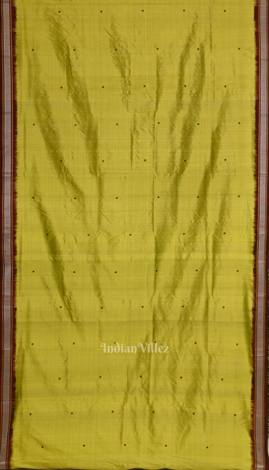Mehendi with Maroon Odisha Siminoi Silk Saree