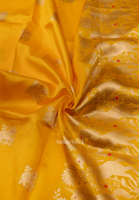Yellow Designer Pure Banarasi Katan Silk Saree