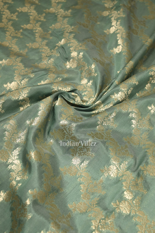 Sea Green Meenakari Pure Mashru Satin Silk Banarasi Saree