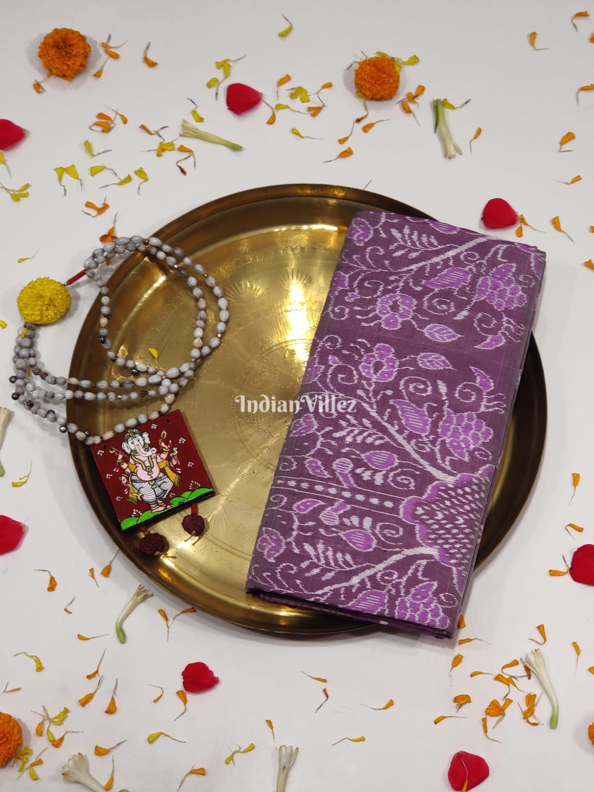 Mauve Odisha Ikat Pure Sambalpuri Silk Pastel Saree