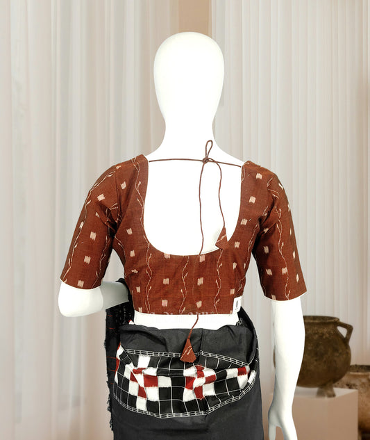 Maroon Tipa Design Odisha Ikat Sambalpuri Cotton Blouse