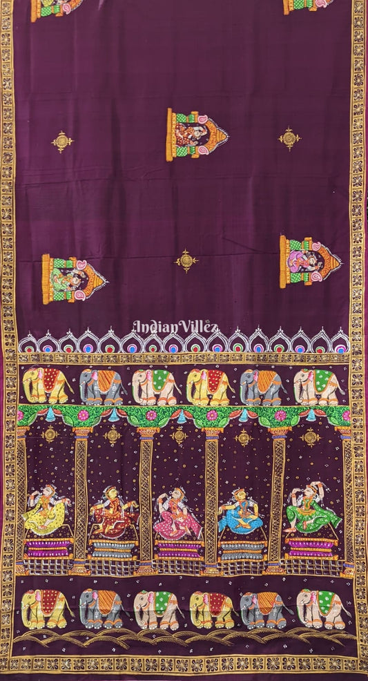 Wine Elephant & Shringar Ras Pattachitra Saree