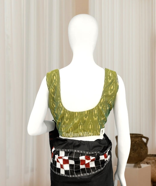 Mehendi Green Dual Tone Pochampally Ikkat sico cotton blouse