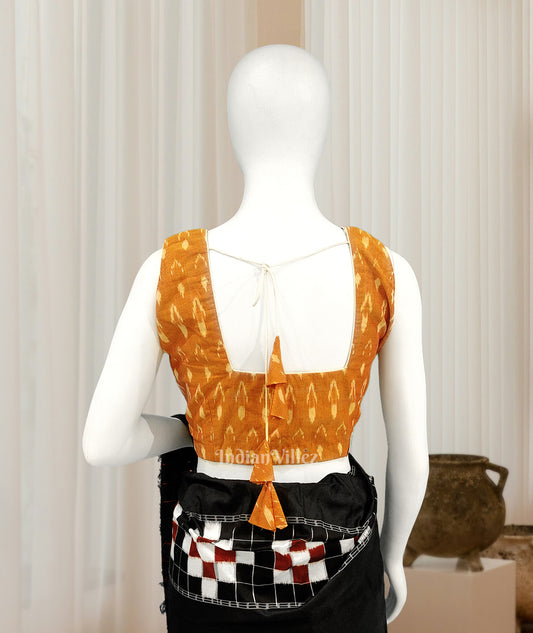 Orange Pochampally Cotton Blouse