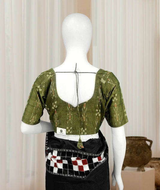 Mehendi Green Odisha Ikat Sambalpuri Cotton Blouse
