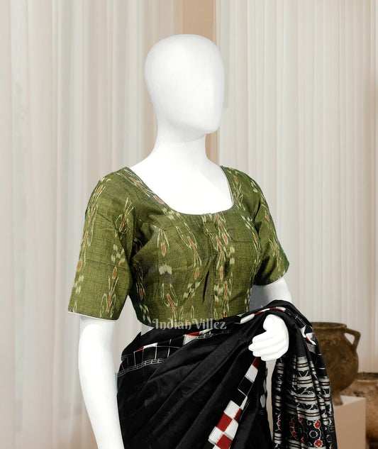 Mehendi Green Odisha Ikat Sambalpuri Cotton Blouse