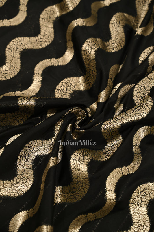 Elegant Black Meenakari Mashru Satin Silk Banarasi Saree