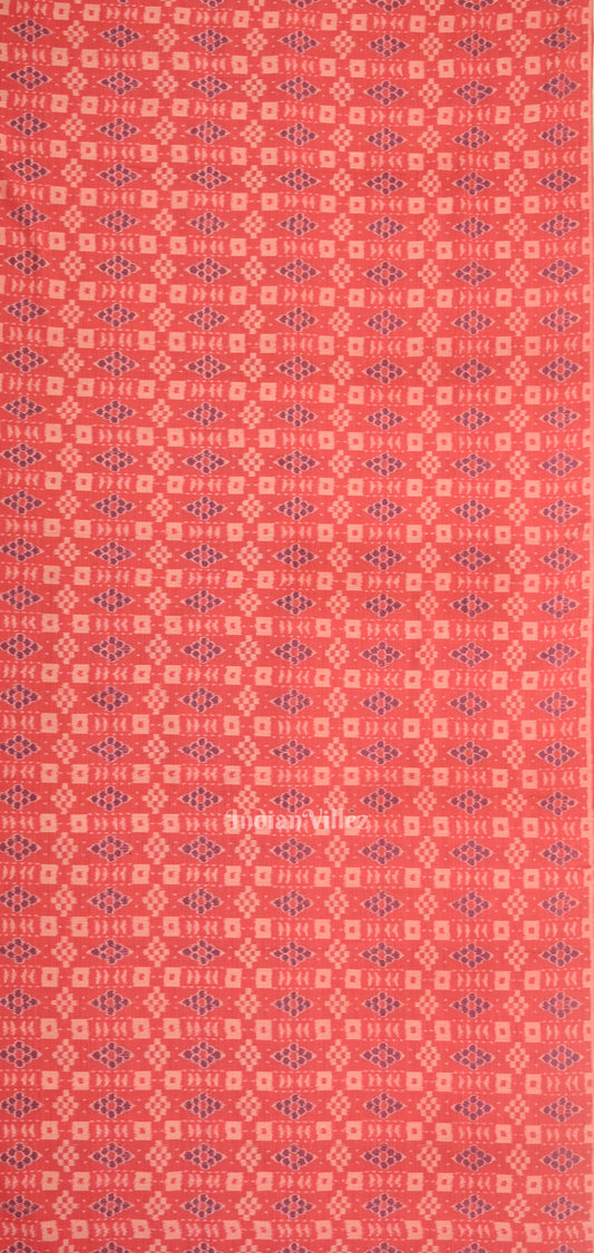 Peach Pink Blue Odisha Ikat Sambalpuri Dress Set & Dupatta