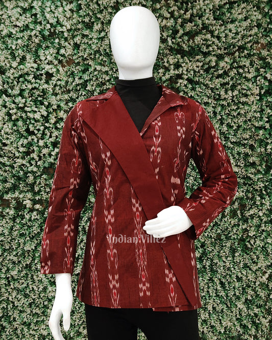 Maroon Mayur Chandrika Odisha Ikat Women's Designer Blazer