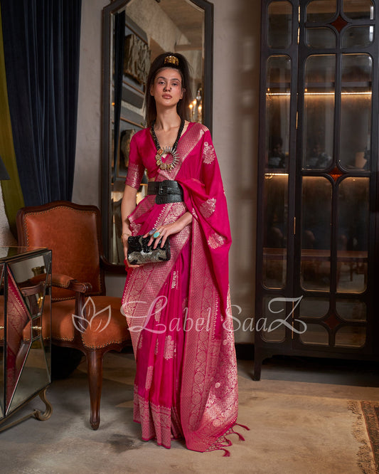 Dark Pink Pure Khaddi Gergette Baarasi with Nylon Weaving