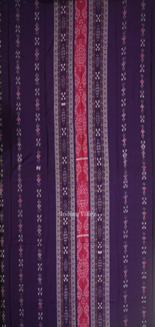 Purple with Cream Pasapali Sambalpuri Cotton Dress set with Dupatta