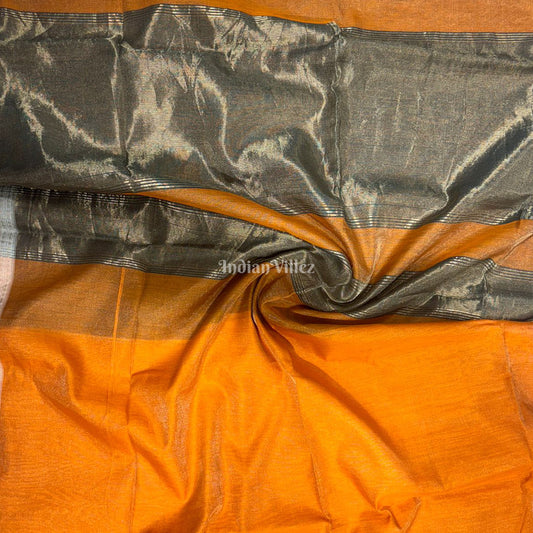 Orange Maheshwari Handloom Cotton*Silk Saree