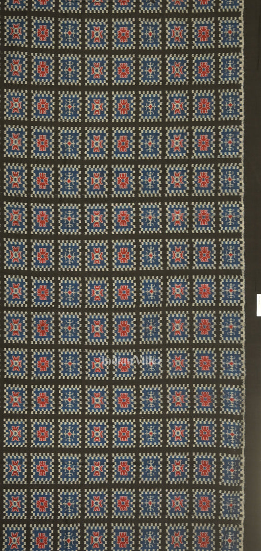 Black Blue Odisha Ikat Sambalpuri Dress Set & Dupatta