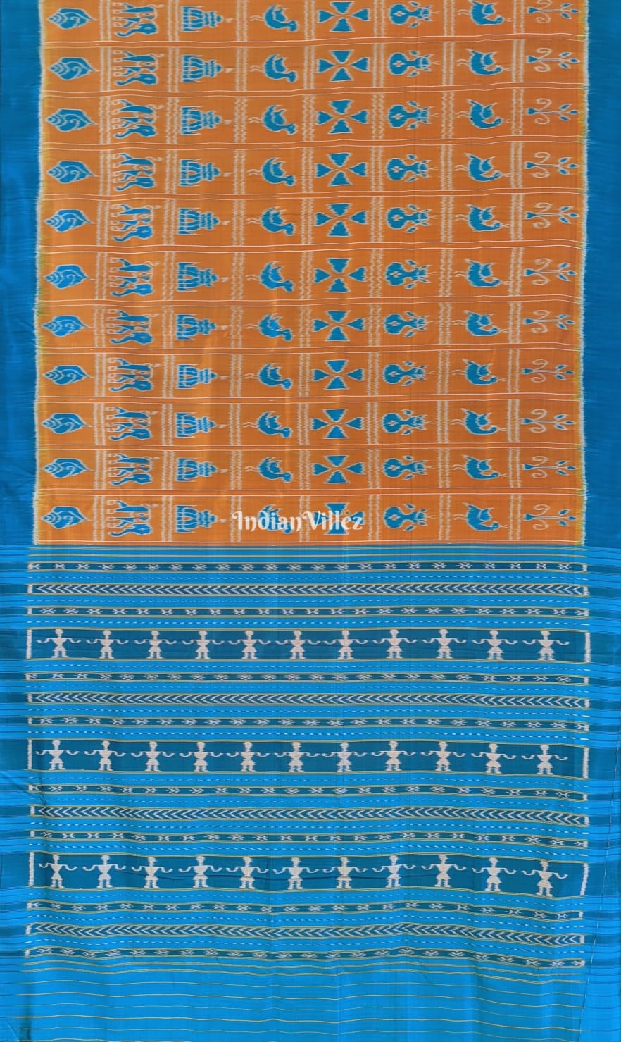 Golden Copper sulfate Odisha Ikat Contemporary Silk Saree