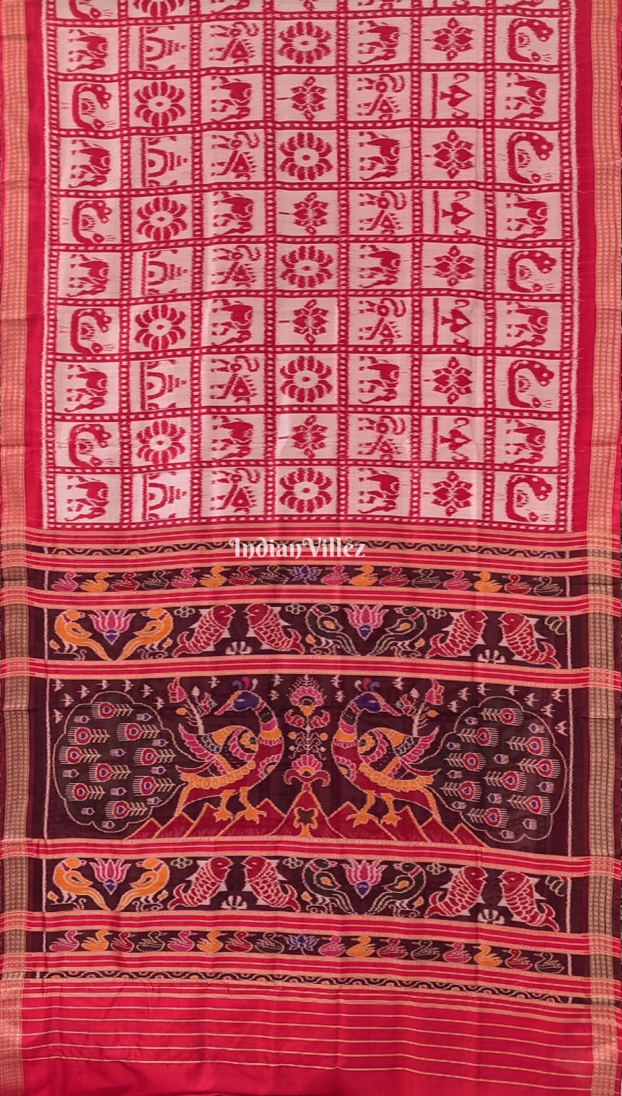 Pink Red Sata Kothi Khandua Silk Saree
