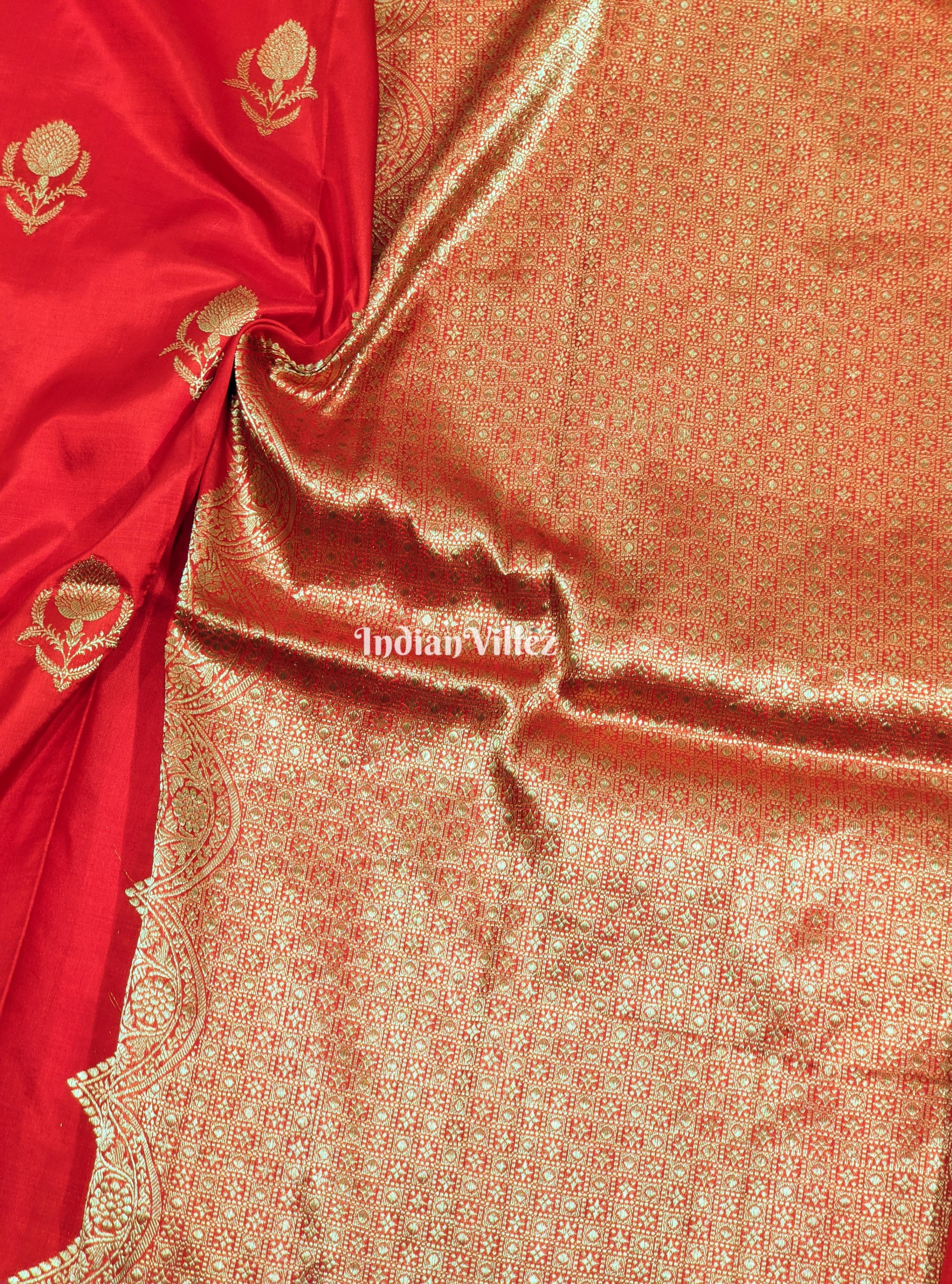 Red Pure Banarasi Katan Silk Saree