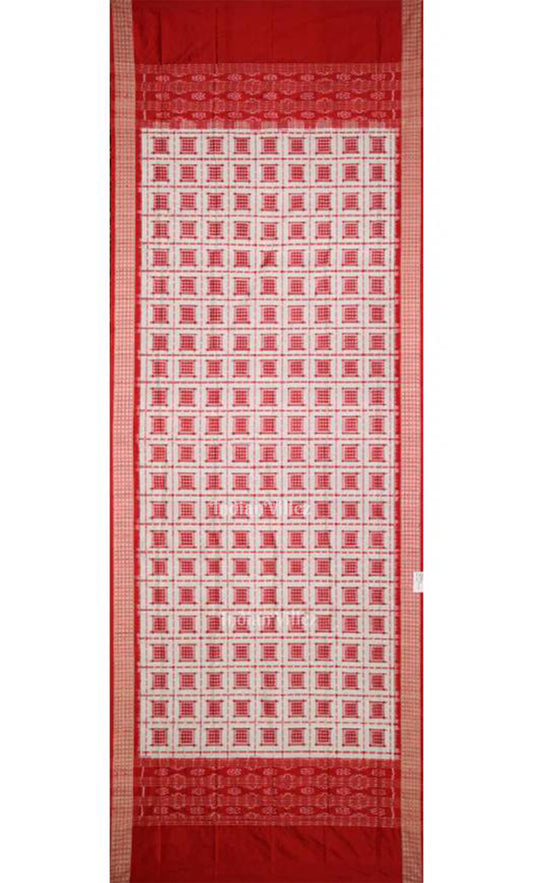 White Red Ashwin Theme Authentic Sambalpuri Silk Dupatta