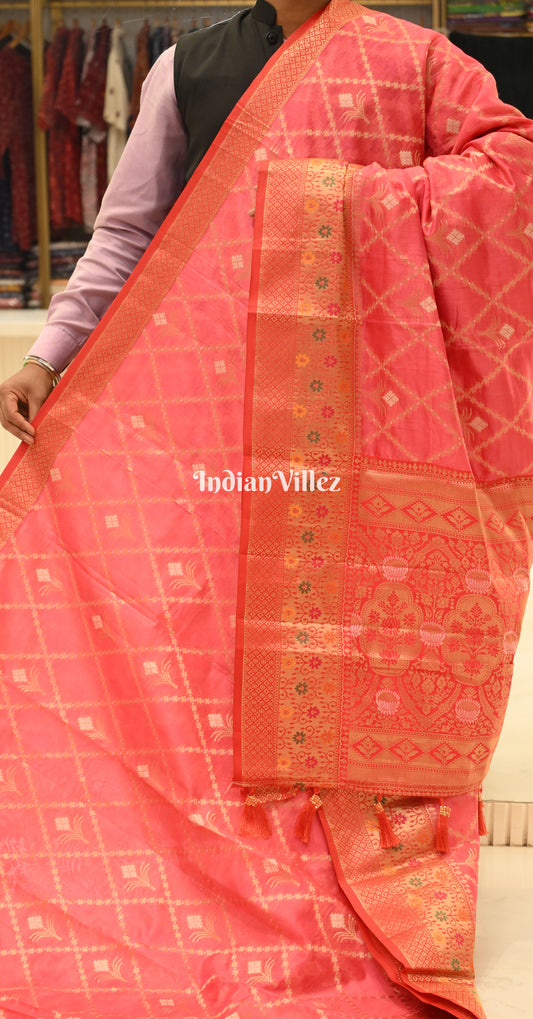 Red Patola-Inspired Pochampally South Silk Saree