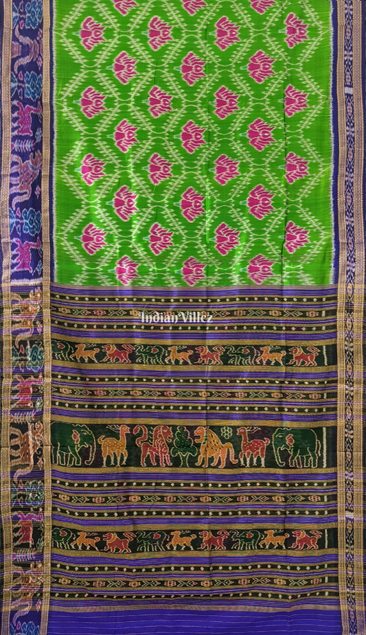 Green Lotus Khandua Silk Saree