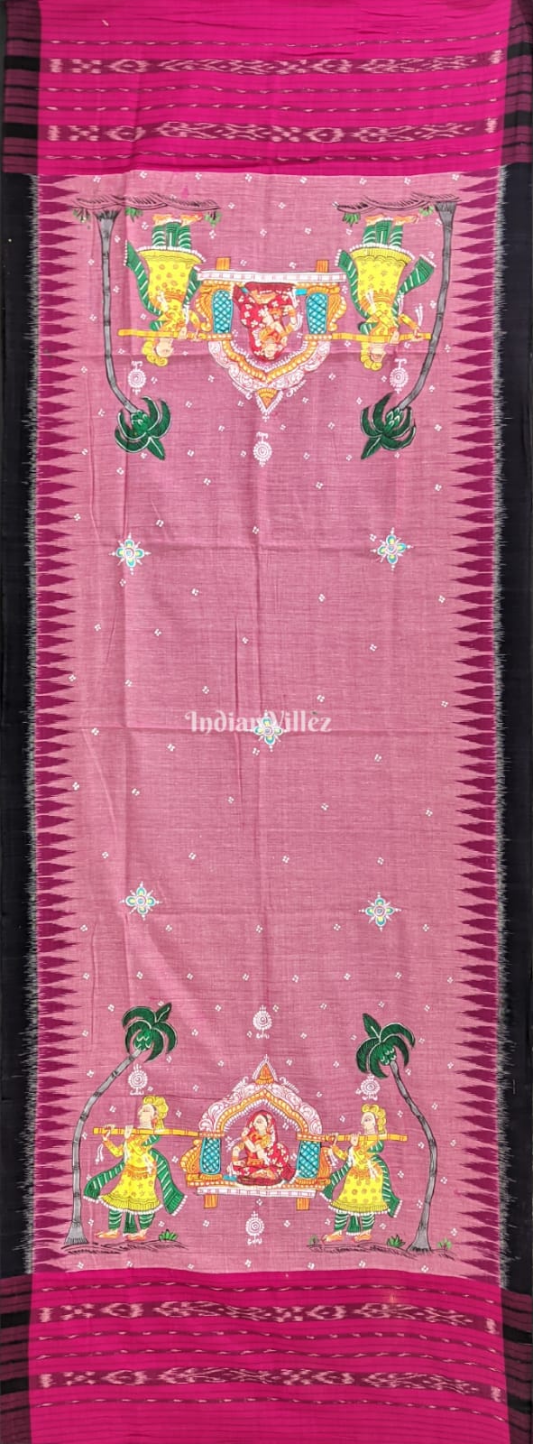 Rose Pink Doli Cotton Pattachitra Dupatta