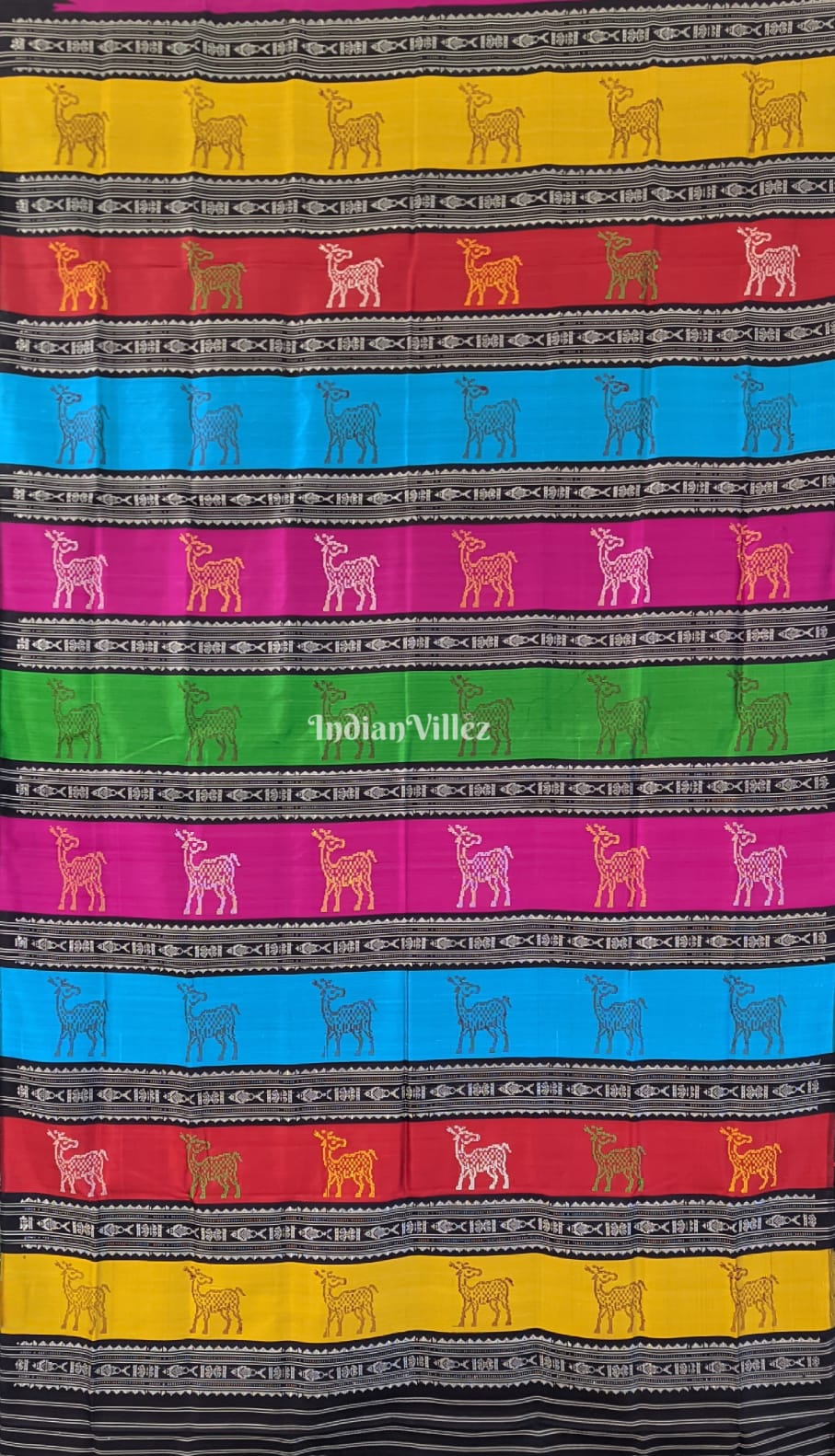 Magenta Berhampuri Silk Saree with Doble Pallu Anchal