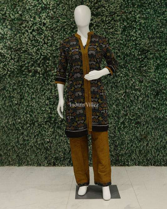 Black With Multicolor Odisha Ikat Designer 3 Piece Set For Women