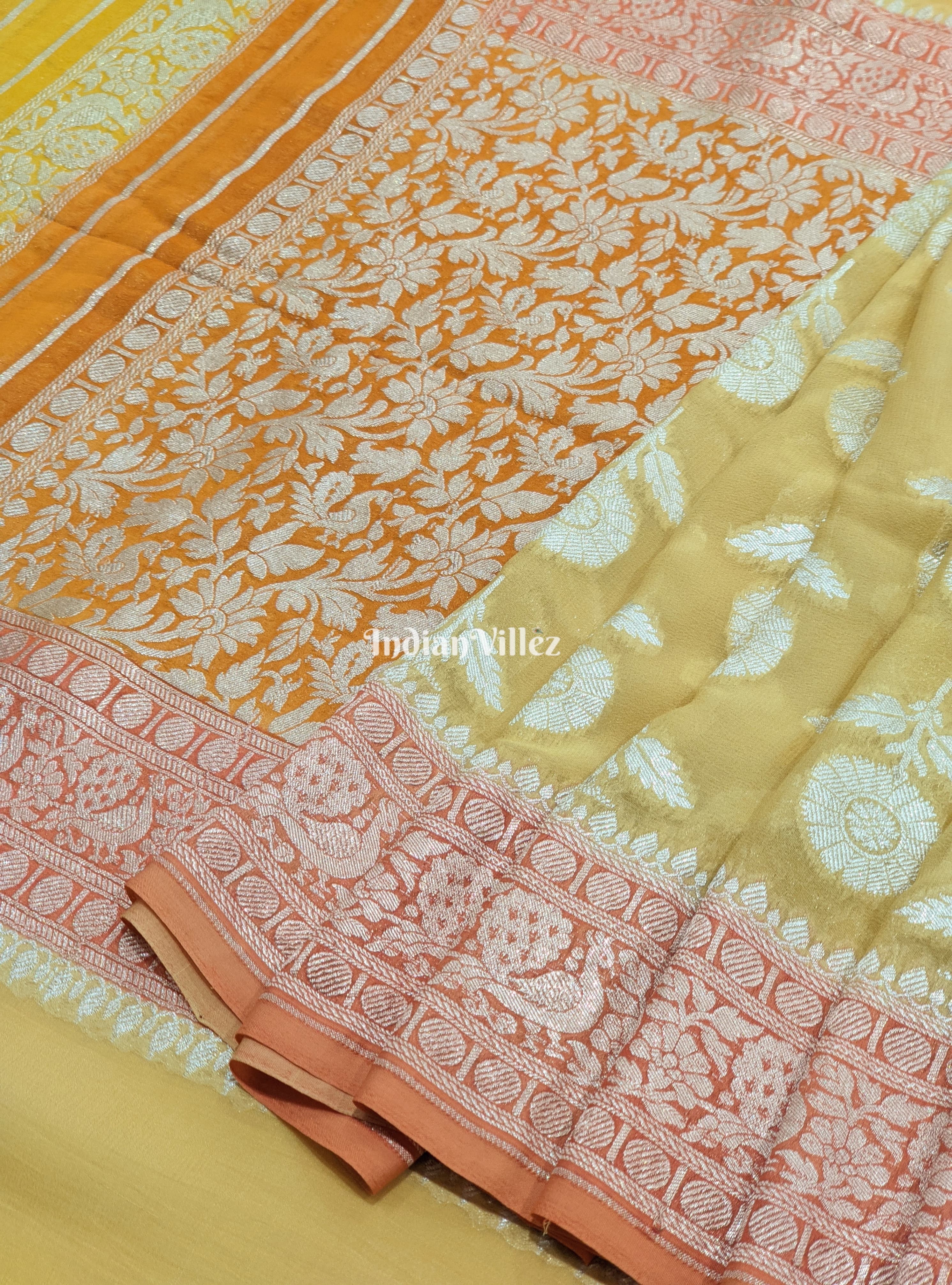 Sandal Color Banarasi Khaddi Georgette Saree With Tassels