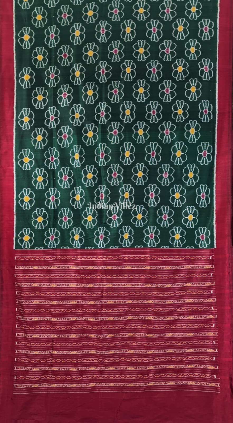 Forest Green Maroon Designer Contemporary Silk Saree