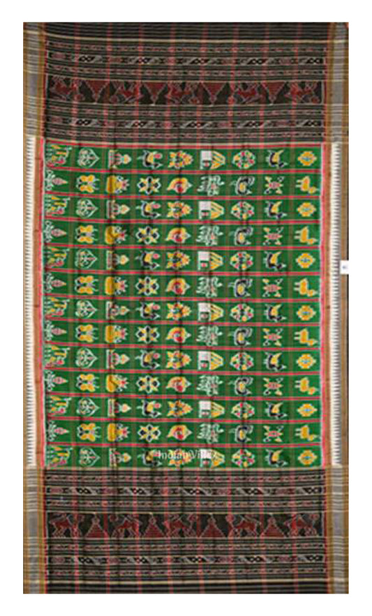 Green Nabakothi Odisha Ikat Silk Dupatta