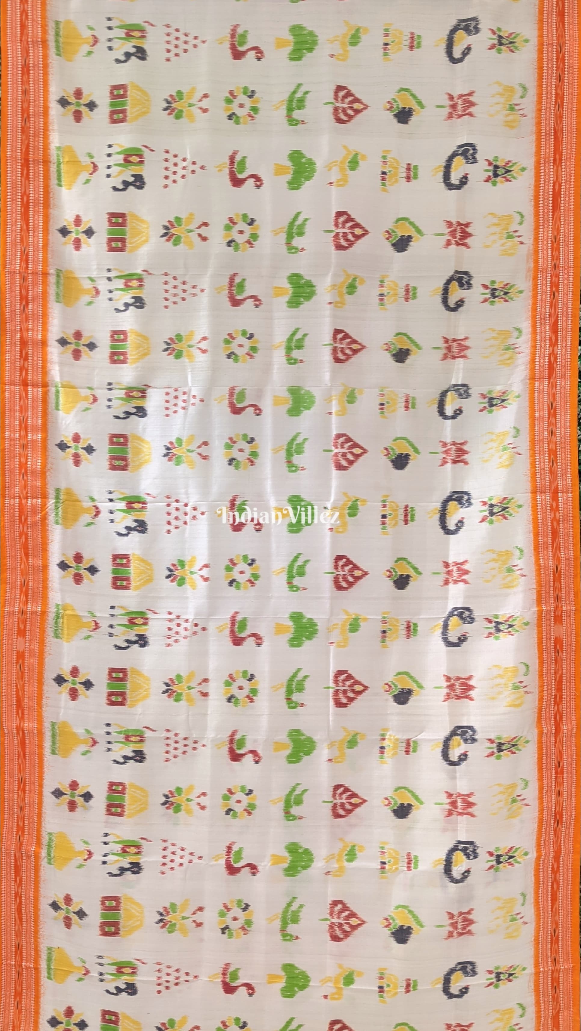 White Odisha Ikat Nabarangi Khandua Silk Saree