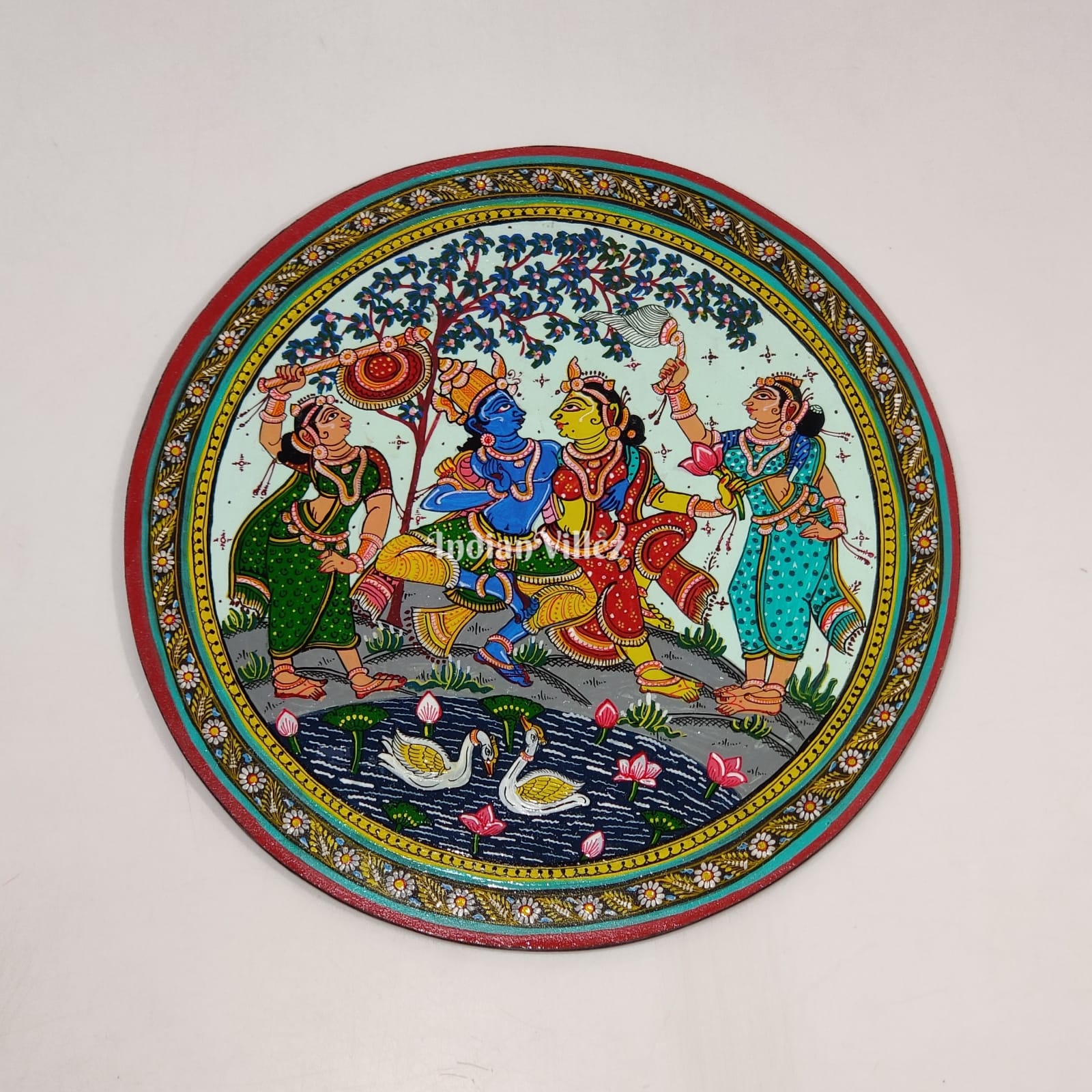 Radha Krishna Leela Hand-Painted Pattachitra Wall Plate