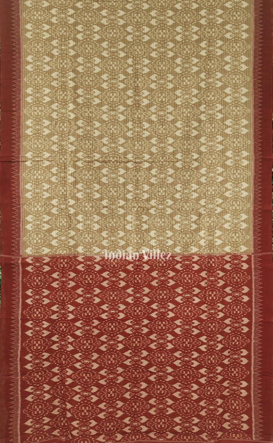 Red Brown Odisha Ikat Sambalpuri Pure Cotton Saree