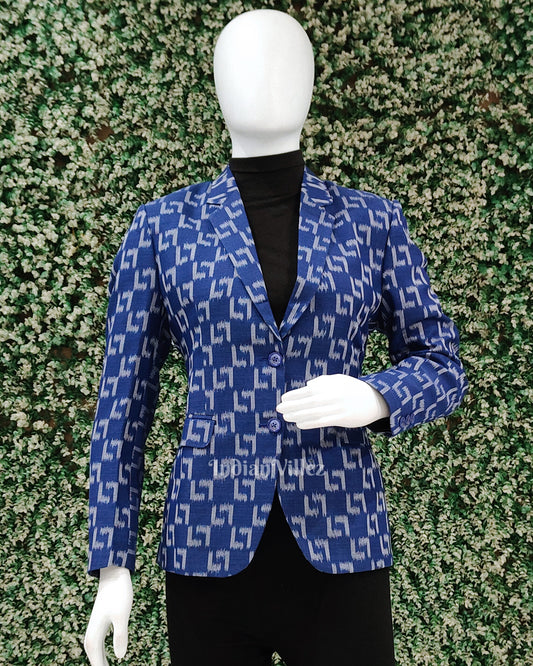 Blue Odisha Ikat Women's Designer Blazer